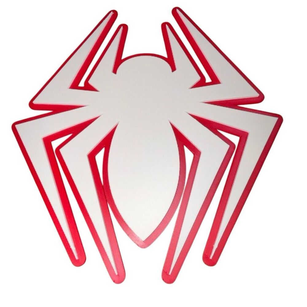 Spider Wall Logo – Layered Red & White Superhero Style Wall Art – 12” x 10” 3D D